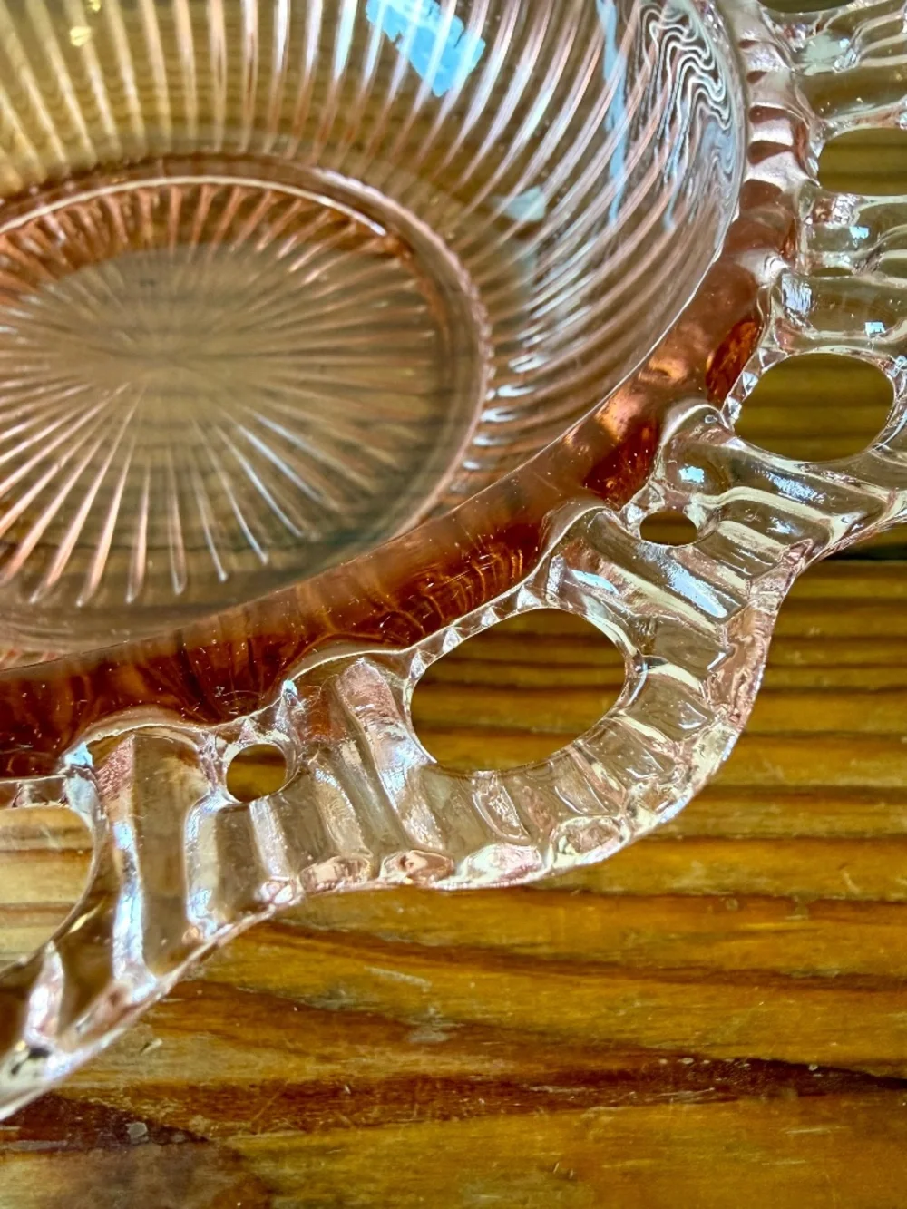 Anchor Hocking Old Colony Pink Depression Glass Lace Edge Bowl 8